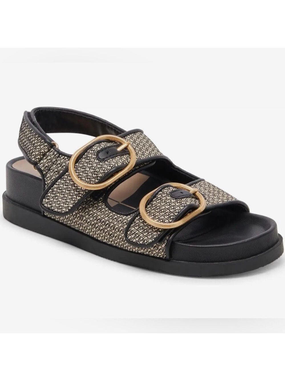 Dolce Vita Starla Woven Pattern Buckle Strap Sandals SZ 11 Women’s Black Tan
